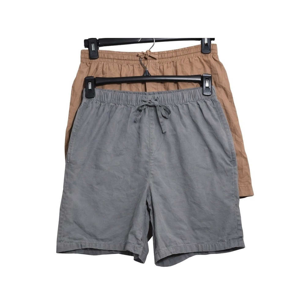 Zara Mens Poplin Boxers Medium Gray Tan 100% Cotton Bundle 2 Pack EUC